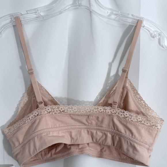 NWT Jenni On Repeat Wide Band T-Shirt Bralette With Lace Trim In Beige Size Med - Picture 4 of 8